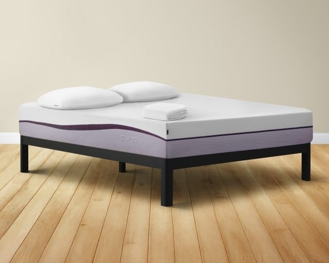 Mattress White Purple Wave Accent Minimalist Platform Base Set