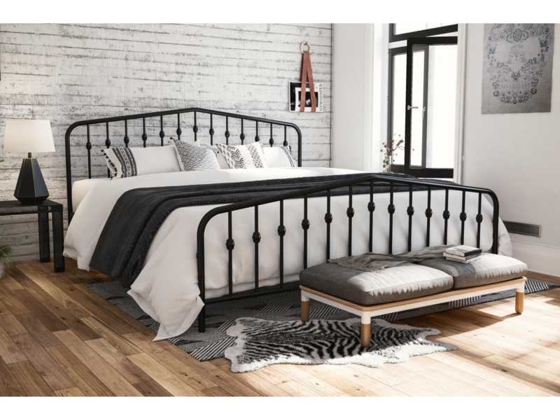 Metal Bed Spindle Design Peaked Headboard Industrial Farmhouse