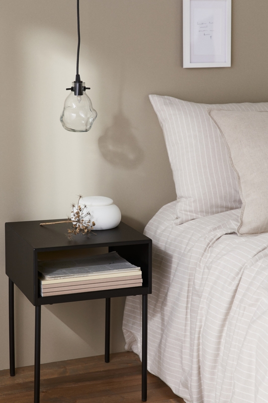 Metal Nightstand, Open Cubby Storage, Slender Legs, Scandinavian