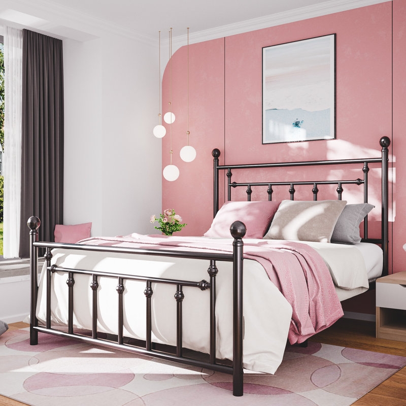 Metal Spindle Bed in Matte Black with Modern Farmhouse Style