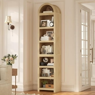 Mid-Century Arched Bookcase in Light Oak Wood Finish