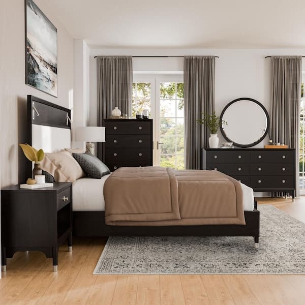 Mid-Century Modern Bedroom Set with Headboard Reading Lights