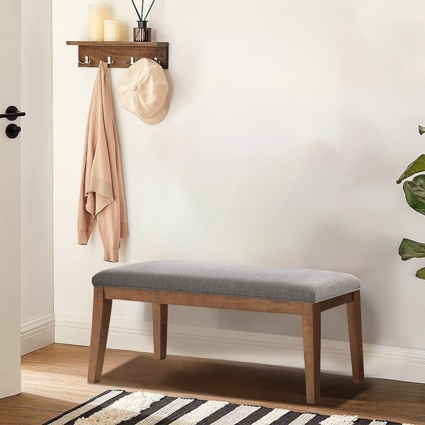 Mid Century Modern Entryway Bench with Slim Profile
