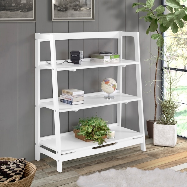 Mid-Century Modern Ladder Bookcase, Three-Tier Tapered Legs