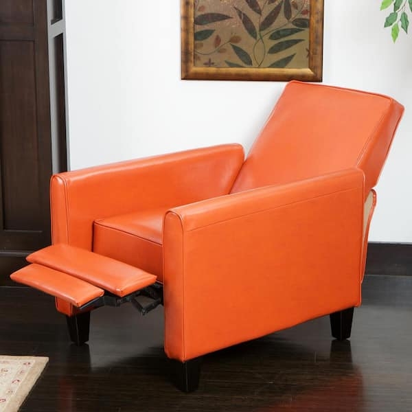 Mid-Century Modern Recliner with Tapered Black Legs, Burnt Orange