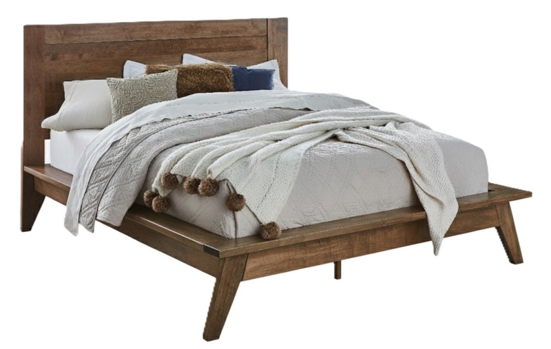 Mid-Century Platform Bed: Spindle Headboard & Tapered Legs