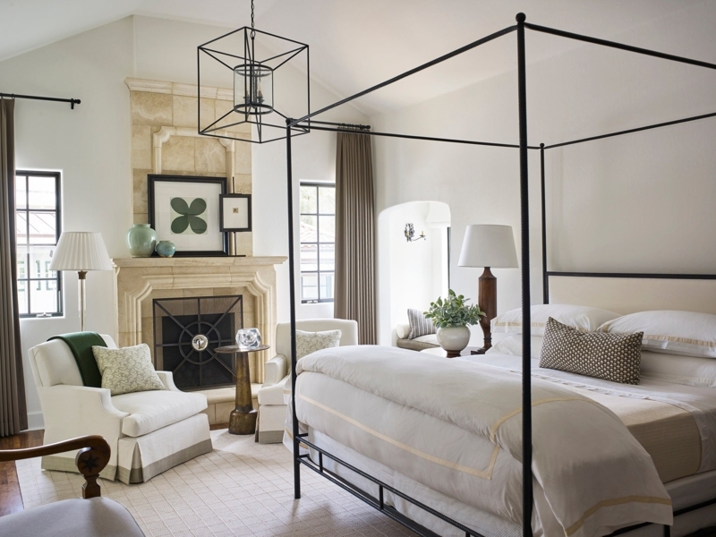 Minimalist Black Metal Canopy Bed Frame with Slender Posts