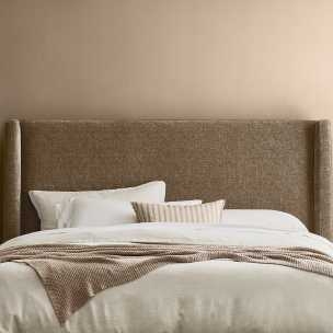 Minimalist Charcoal Upholstered Bed with Tall Clean Line Headboard