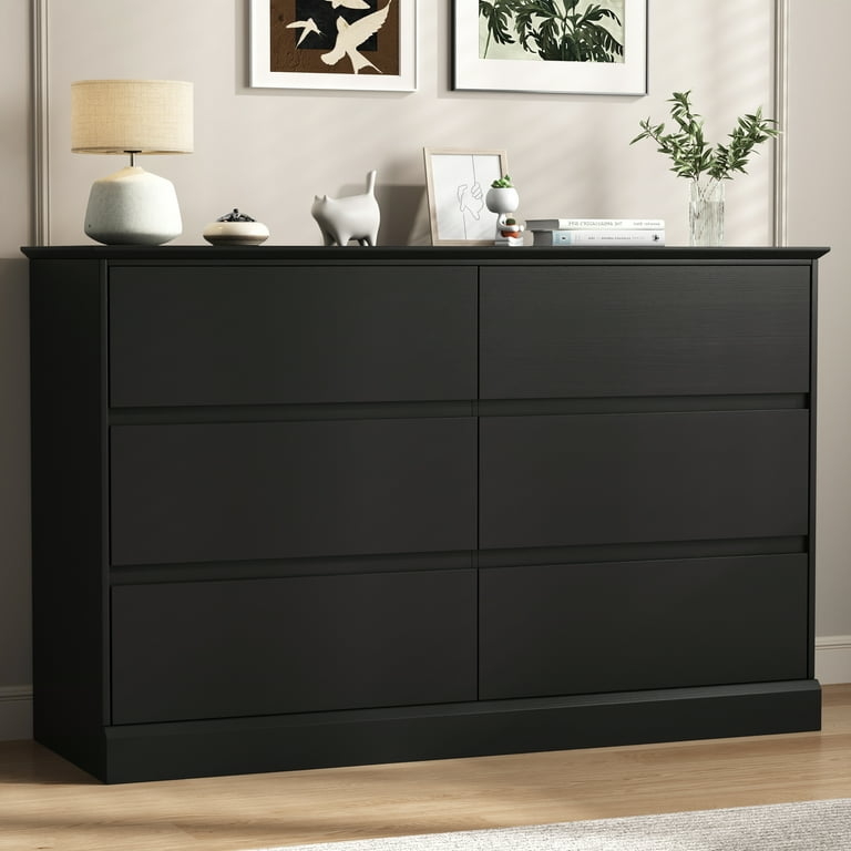 Minimalist Double Dresser Handleless Six Drawer Design