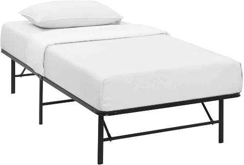 Minimalist Folding Bed with Black Metal Frame and Memory Foam Mattress