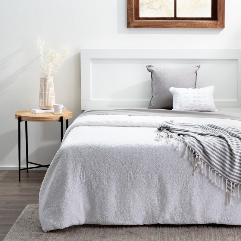 Minimalist Framed Headboard, Clean White Wood Recessed Panel