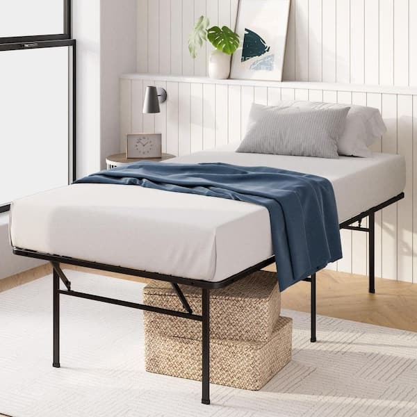 Minimalist Metal Platform Bed Frame Black with Underbed Storage.