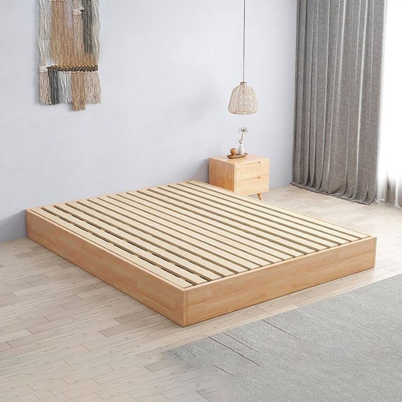 Minimalist Scandi Platform Bed Frame Light Wood Exposed Slats