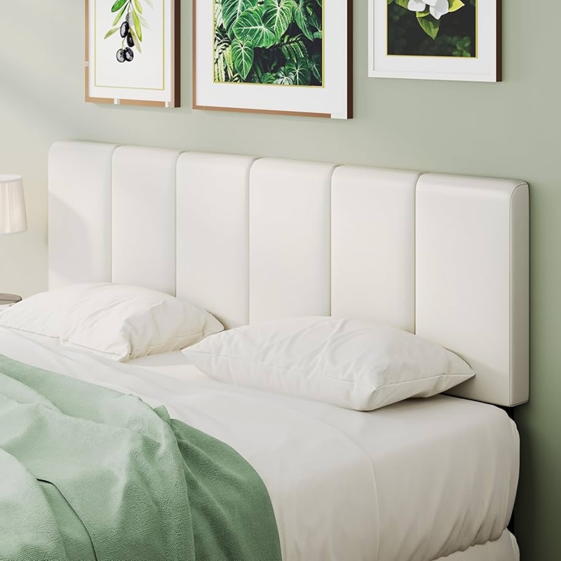 Minimalist White Headboard with Vertical Channel Tufting Panels