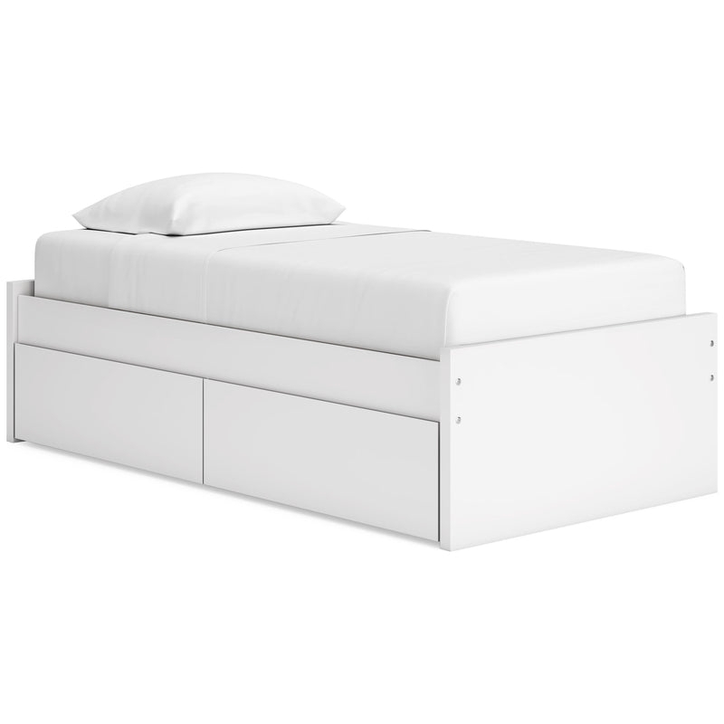 Minimalist White Platform Bed with Integrated Side Storage Drawers