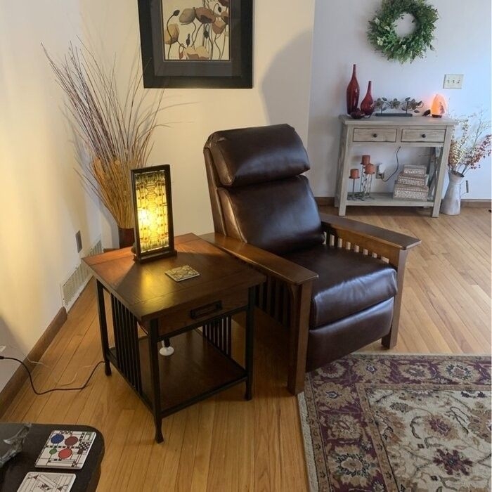 Mission Recliner Slatted Arms Dark Brown Wood Frame
