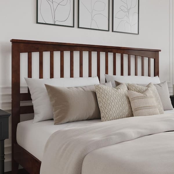 Mission Style Headboard with Arched Spindle Back & Walnut Finish
