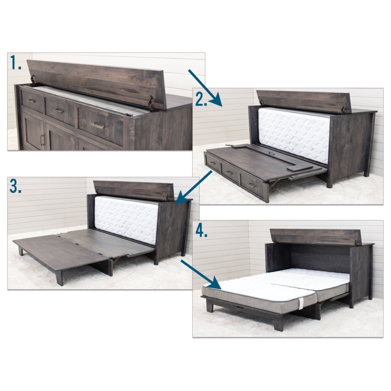 Mission Style Murphy Bed Cabinet in Dark Gunsmoke Wood Finish