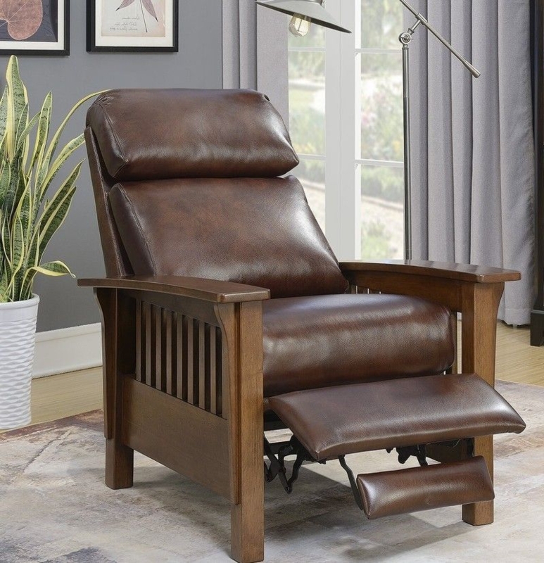 Mission Style Recliner Tiered Back Slatted Wood Frame