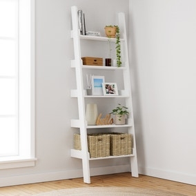Modern Coastal Ladder Bookcase featuring Graduated Depths