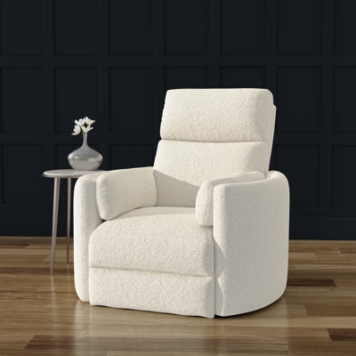 Modern Cream Boucle Swivel Glider Recliner with High Back Design