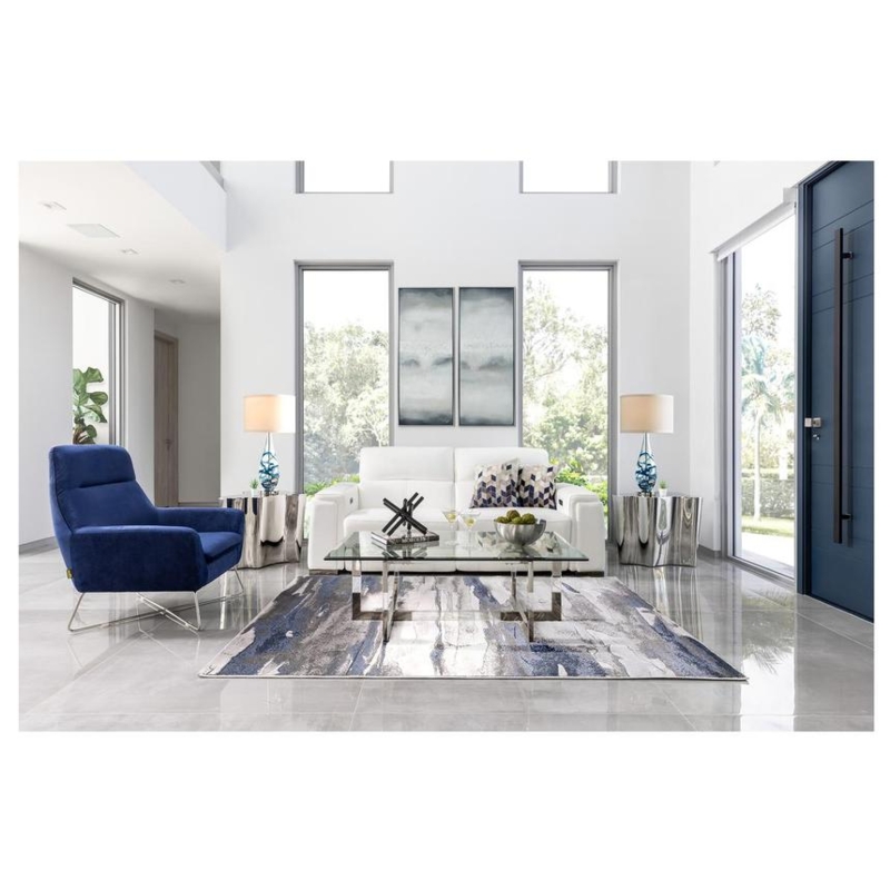 Modern Glam Accent Chair with Velvet-Like Fabric and Metal Sled Base