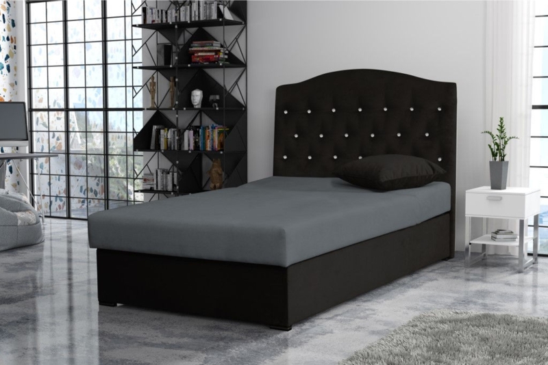 Modern Glam Twin Bed with Arched Headboard and Crystal Button Tufting