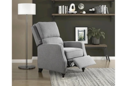 Modern Heathered Grey Push Back Recliner with Tapered Legs