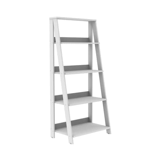 Modern Ladder Bookshelf in Two-Tone White and Grey