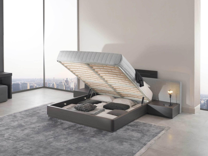 Modern Lift-Up Storage Bed with Integrated Nightstands