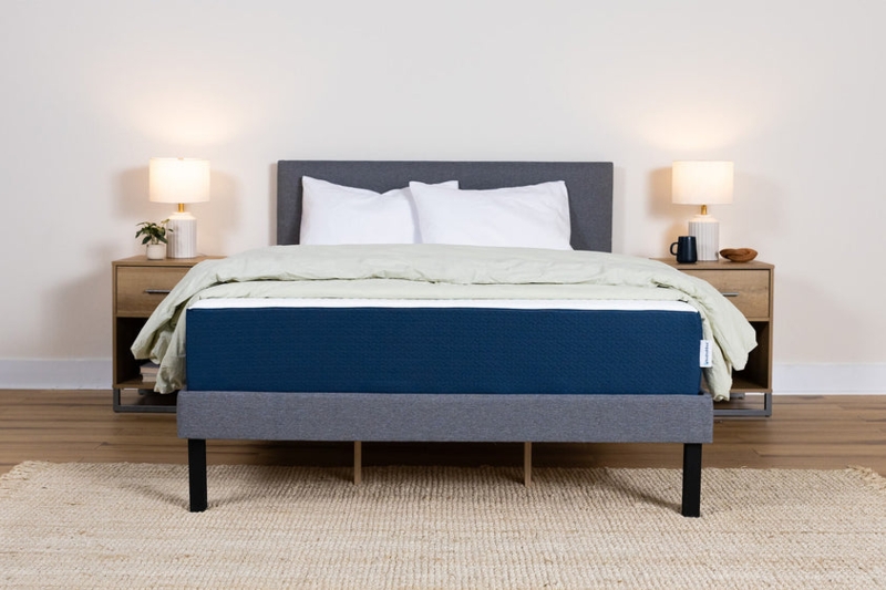 Modern Minimalist Bedroom featuring Full Navy Blue Mattress
