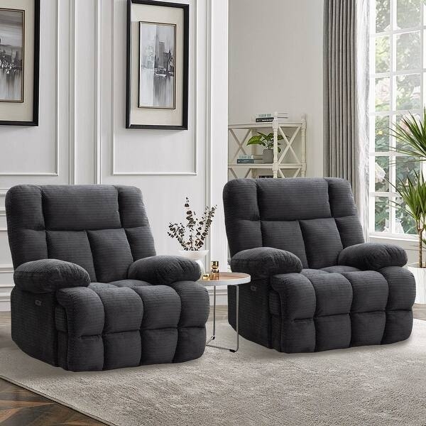 Modern Plush Reclining Armchair with Channeled Back and Power Recline