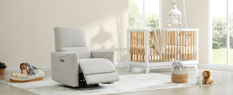 Modern Power Nursery Recliner with Linen-Like Fabric