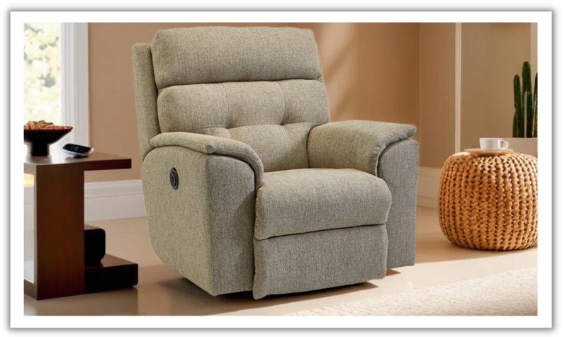 Modern Power Recliner Chair with Segmented Back and Textured Fabric