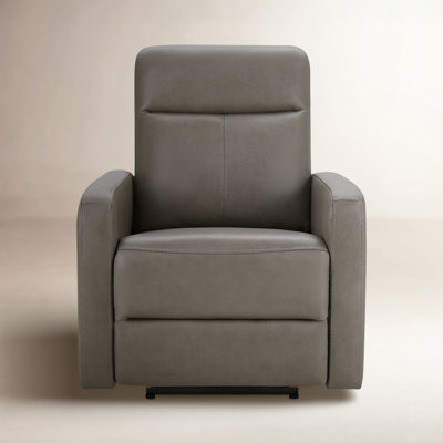 Modern Power Recliner Taupe Leather Like Square Track Arms High Back