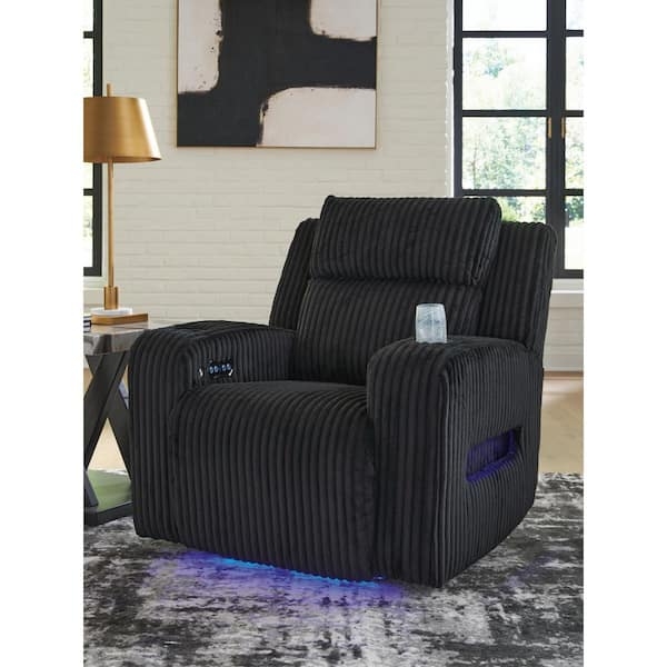 Modern Power Recliner with Blue LED Lighting and Cup Holder