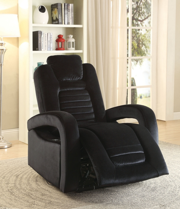 Modern Power Recliner with Unique Armrest Cutouts, Ribbed
