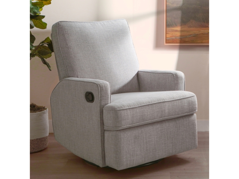 Modern Recliner Chair Recessed Pull Handle Woven Texture Track Arms