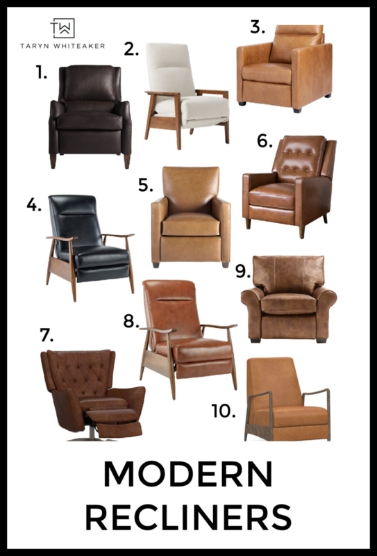 Modern Recliners Curated Collection Leather & Wood Styles