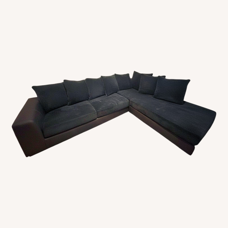 Modern Scatter Back Sectional Sofa Black Microsuede L-Shaped Chaise