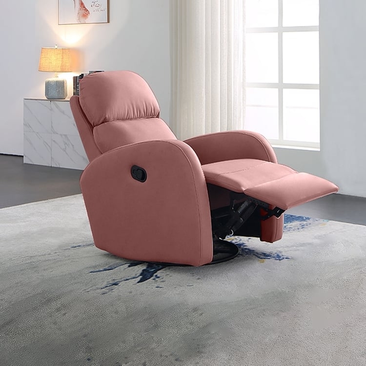 Modern Swivel Glider Recliner with Pillow Top Headrest, Dusty Pink