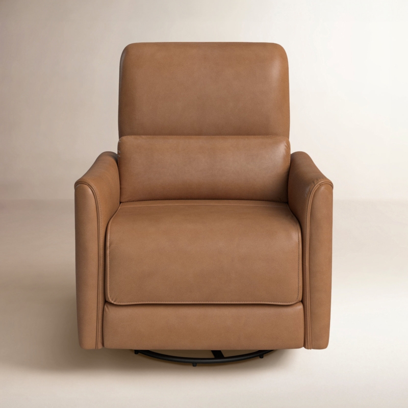 Modern Swivel Recliner Chair with Black Metal Base Ring
