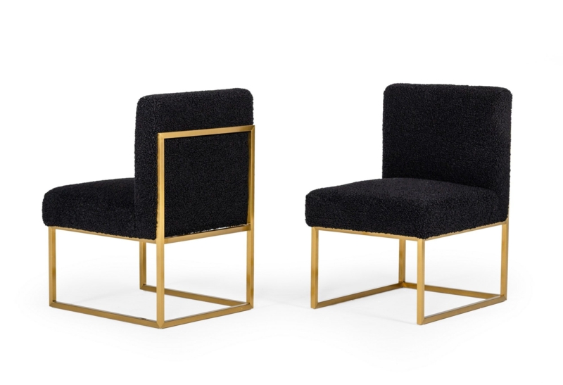 Modern Textured Accent Chairs with Boucle Fabric and Open Back Frame