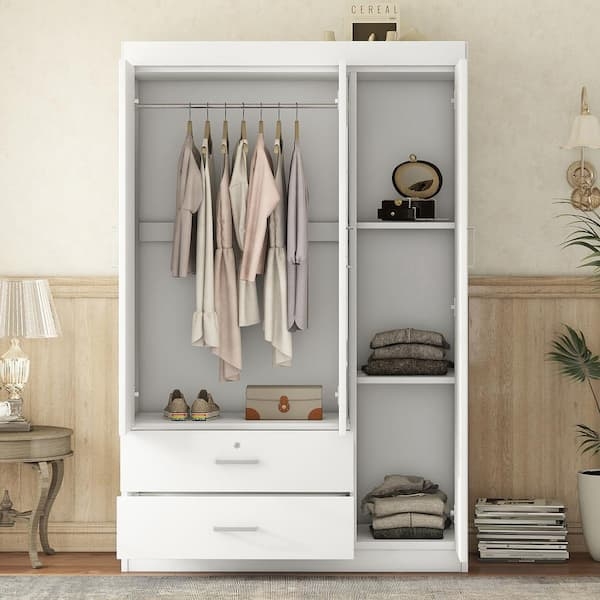 Modern Wardrobe Armoire featuring Integrated Shelving and Hanging Rail