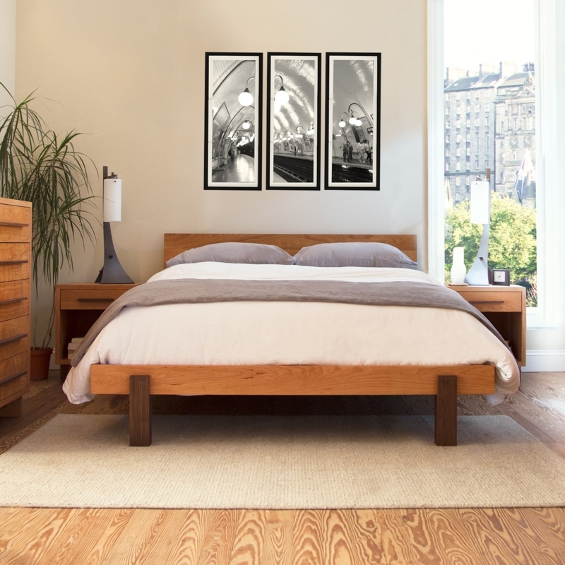 Modern Wood Platform Bed with Exposed Joinery Legs