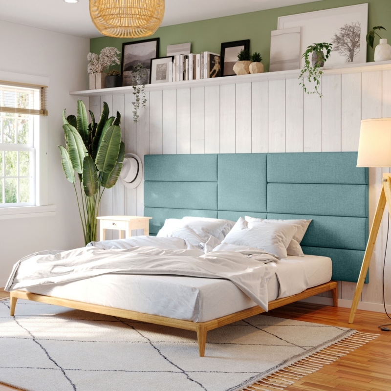 Modular Headboard Panels Teal Upholstered Wall Mounted System
