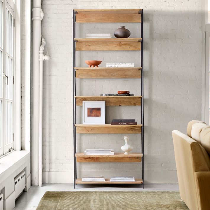 Modular Industrial Bookcase, Tiered Shelving with Storage Cabinet Base.