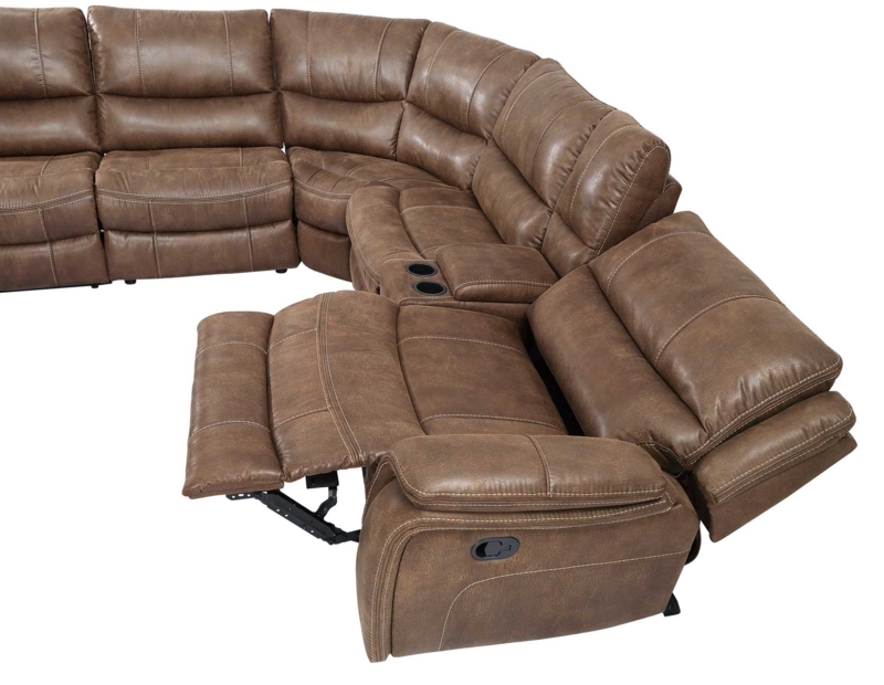 Modular Reclining Sectional Sofa Storage Console Padded Arms