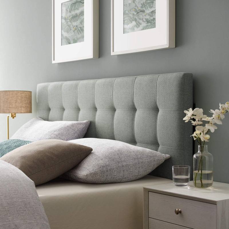 - Modway AMZ-5041 Lily Tufted Linen Fabric Upholstered Queen  Headboard in Gray
