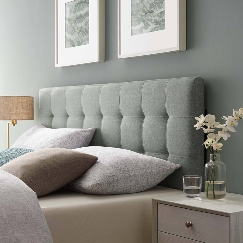 - Modway Lily Tufted Linen Fabric Upholstered King Headboard in  Gray